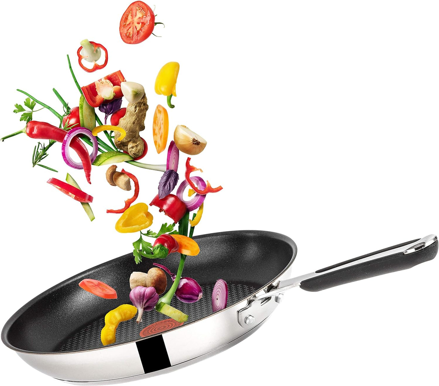 Tefal E30 Jamie Oliver Set 1 Pfanne 20 cm Induktionspfanne, Antihaftbeschichtung Titanium Excellence, ThermoSpot, Edelstahl, spülmaschinenfest, 3-teiliges Set mit Pfannenwender und Pfannenschoner