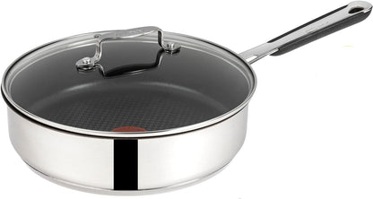 Tefal E30 Jamie Oliver Set 5 Schmorpfanne Induktion 25 cm, Pfanne mit Deckel, Titanium Excellence Antihaftbeschichtung, Spülmaschinenfest, Hitzebeständig, Für Alle Herdarten, Pfanne mit ThermoSpot