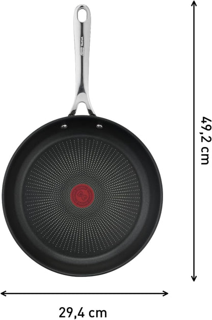 Tefal E3040644 Jamie Oliver Cook's Direct On Bratpfanne 28 cm | Antihaftbeschichtung | Induktionsgeeignet & Backofenfest | Robuster Edelstahl mit Genietetem Griff