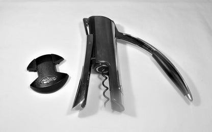 Trudeau 579198 Edelstahl Automatischer Hebel-Korkenzieher Deluxe, 476 Gramm Schwerer Weinöffner mit Antihaftbeschichtung, Robuster Korkenzieher für Flaschen mit Hebelantrieb und Folienschneider