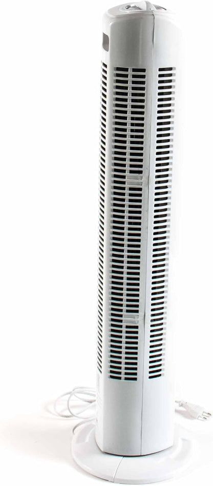 Commodoor Interior Turmventilator – Leiser Turmventilator mit 3 Stufen 77cm Höhe, Säulenventilator für Innenräume, platzsparender Standventilator mit Oszillation, energiesparend, weiß, leistungsstark für Wohnzimmer & Büro