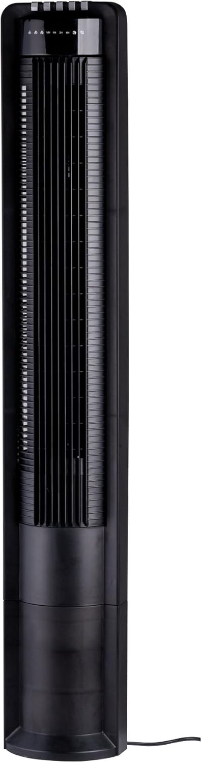 Commodoor TV18 XXL Turmventilator 108 cm mit Fernbedienung, leiser Säulenventilator Schwarz mit 3 Stufen, Timer & 180° Oszillation, moderner Standventilator für Wohnzimmer, Büro und Schlafzimmer