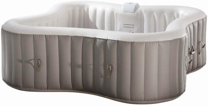 JUNG Infinite Xtra Whirlpool aufblasbar beheizt für 4 Personen – Kleeblatt SPA Pool Indoor Outdoor 198x198 cm mit 150 Luftdüsen, PVC Struktur, Filter & Heizung, selbstaufblasend, 900 Liter
