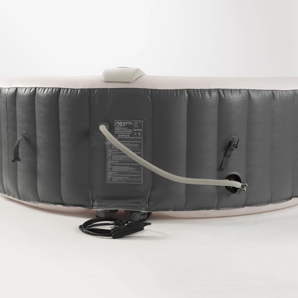 JUNG Infinite Xtra Whirlpool aufblasbar rund beheizter Outdoor Indoor SPA Pool für 4 Personen mit 120 Luftdüsen, integriertem Heizsystem, Filtersystem, Thermoabdeckung & digitaler Steuerung