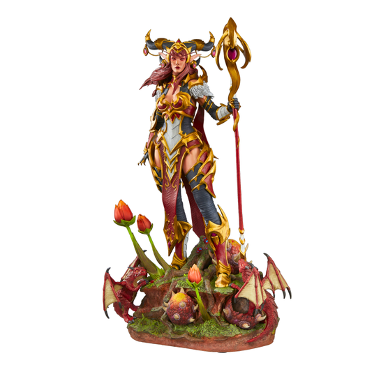World of Warcraft Alexstrasza Statue Premium Edition Großformatige Drachenkönigin Figur 52 cm Hoch Handbemalt Blizzard Sammlerstatue Hochwertiges Polyresin Modell Sammlerfigur mit Gewicht