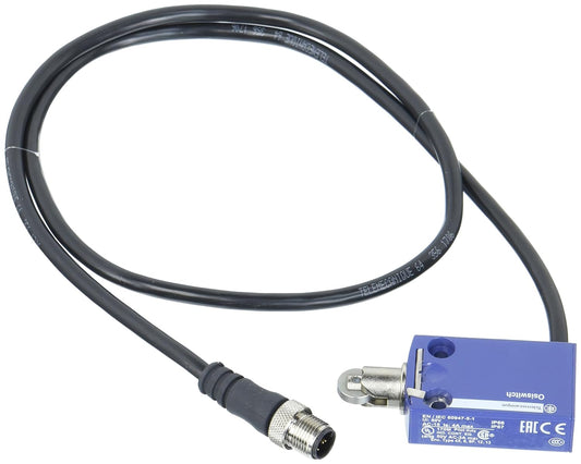 Schneider Electric XCMD2102L08R12 Positionsschalter Metall robust langlebig industriell Steuerung Automatisierung Elektronik Schalter mit M12 Kabel 0,8m 1 Öffner 1 Schließer 1A Schutz kompakt