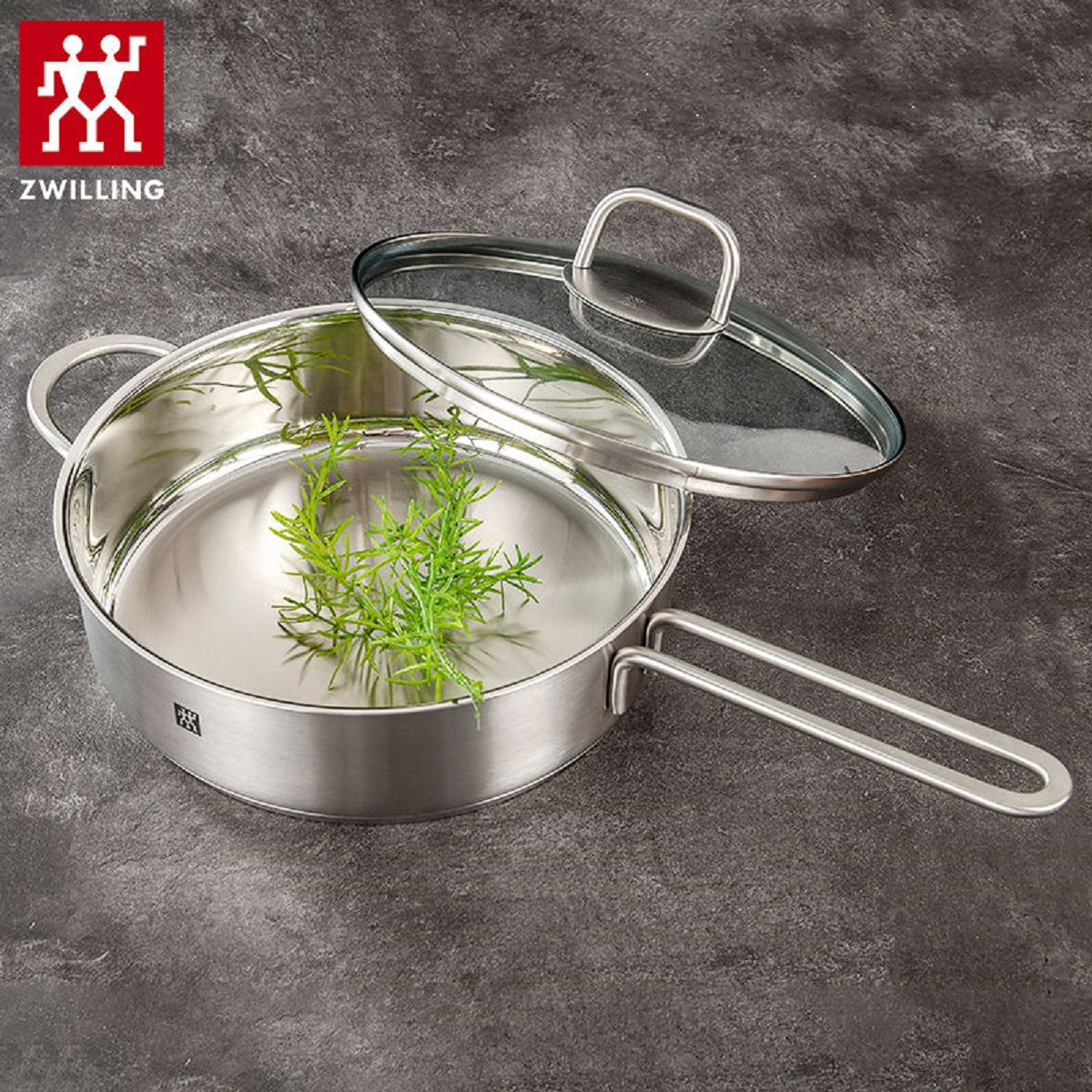 Zwilling Twin Nova Schmorpfanne 24 cm mit Deckel – Edelstahl, Induktionsgeeignet, Hitzebeständig bis 300°C, Spülmaschinengeeignet, Kratzfest, Perfekte Wärmeverteilung, für alle Herdarten geeignet