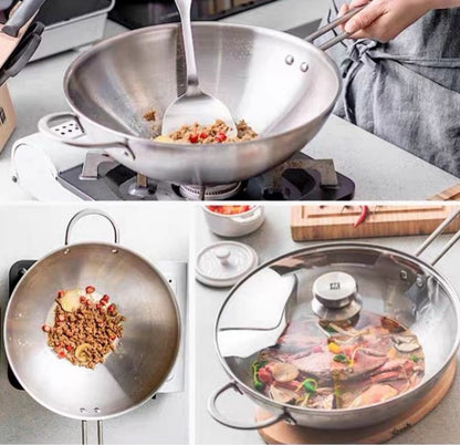 Zwilling TWIN NOVA 4-teiliges Pfannenset – Wok 30 cm, Schmorpfanne 24 cm mit Glasdeckel, Induktionsgeeignet, Edelstahl, Kratzfest