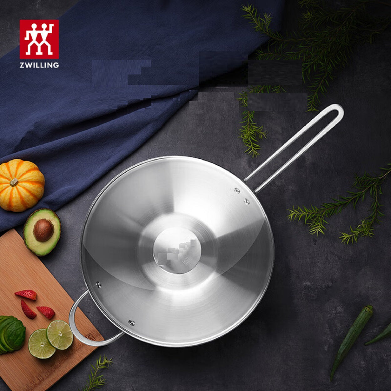 Zwilling Twin Nova Wokpfanne 30 cm Induktionsgeeignet mit Glasdeckel und Chinesischem Kochmesser Set – Unbeschichtet und Kratzfest für Alle Herdarten