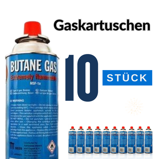 Allride MB-08 Butangaskartuschen 10 Stück 227g für Gaskocher, Campingkocher, Gasgeräte, Unkrautbrenner, Gasherd, Gasnachfüllung für Outdoor und Notvorrat – langlebige Gasversorgung im Großpack Gas