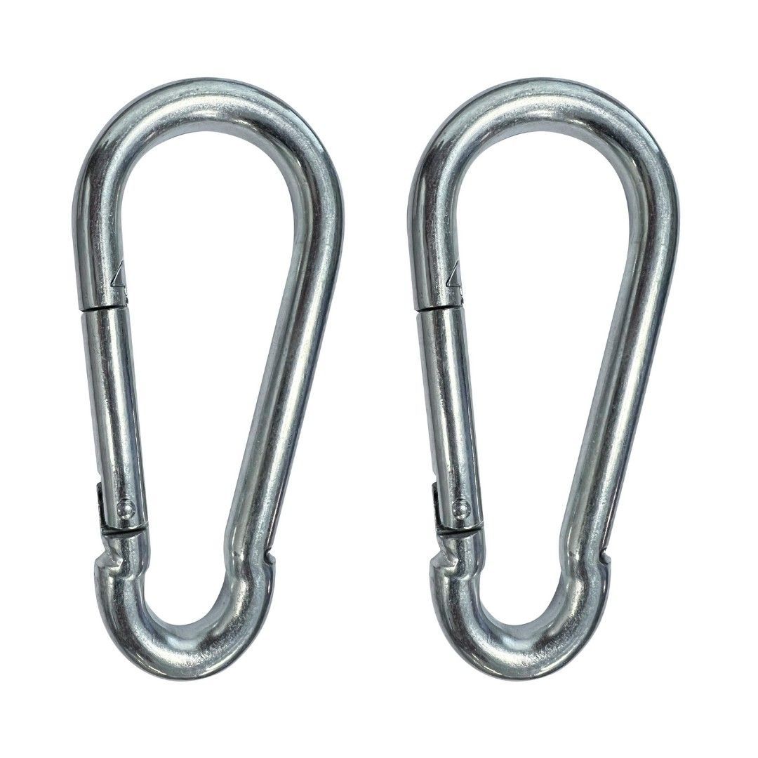 BLACK+DECKER 2 tlg Karabiner Haken 12x140mm Silber 350 Kg Tragfähig Robust Heavy-Duty Für Schwere Lasten Innen Außen Metallkarabiner Aufhängung