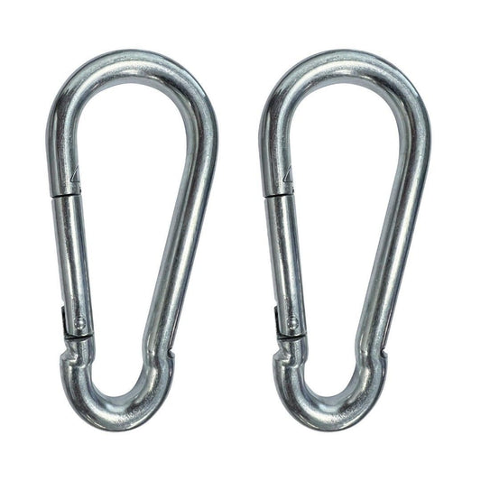 BLACK+DECKER 2 tlg Karabiner Haken 12x140mm Silber 350 Kg Tragfähig Robust Heavy-Duty Für Schwere Lasten Innen Außen Metallkarabiner Aufhängung