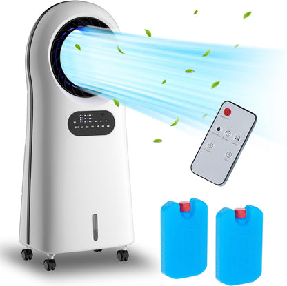JUNG LIFEBLADE Mobile Klimaanlage ohne Abluftschlauch – 3in1 Luftkühler Luftbefeuchter Luftreiniger mit Wasserkühlung & Fernbedienung – leiser Ventilator für Schlafzimmer & Büro