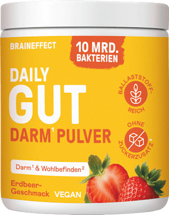 BRAINEFFECT Daily Gut Darm Pulver Erdbeer-Geschmack, 112 g