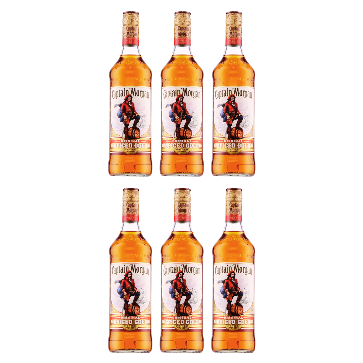 Captain Morgan Spiced Gold Rum 6er 0,7l Alkohol Set – Karibischer Original Gewürzrum mit 35% Vol., Premium Rum Spirituose mit Vanille-Note, Spiced Rum Mixgetränk Klassiker für Cocktailliebhaber - Alcohol