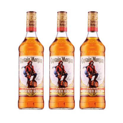 Captain Morgan Spiced Gold Rum 3er 0,7l Alkohol Set – Karibischer Original Gewürzrum mit 35% Vol., Premium Rum Spirituose mit Vanille-Note, Spiced Rum Mixgetränk Klassiker für Cocktailliebhaber - Alcohol