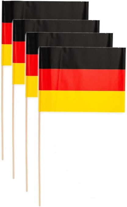 JUNG Fahnen Klein 40x20cm mit Stab Deutschland, Europameisterschaft 2024 Fanartikel, Schwarz-Rot-Gold Deutschland Fahne für Fußballfans, Kompakt und Tragbar für EM 2024
