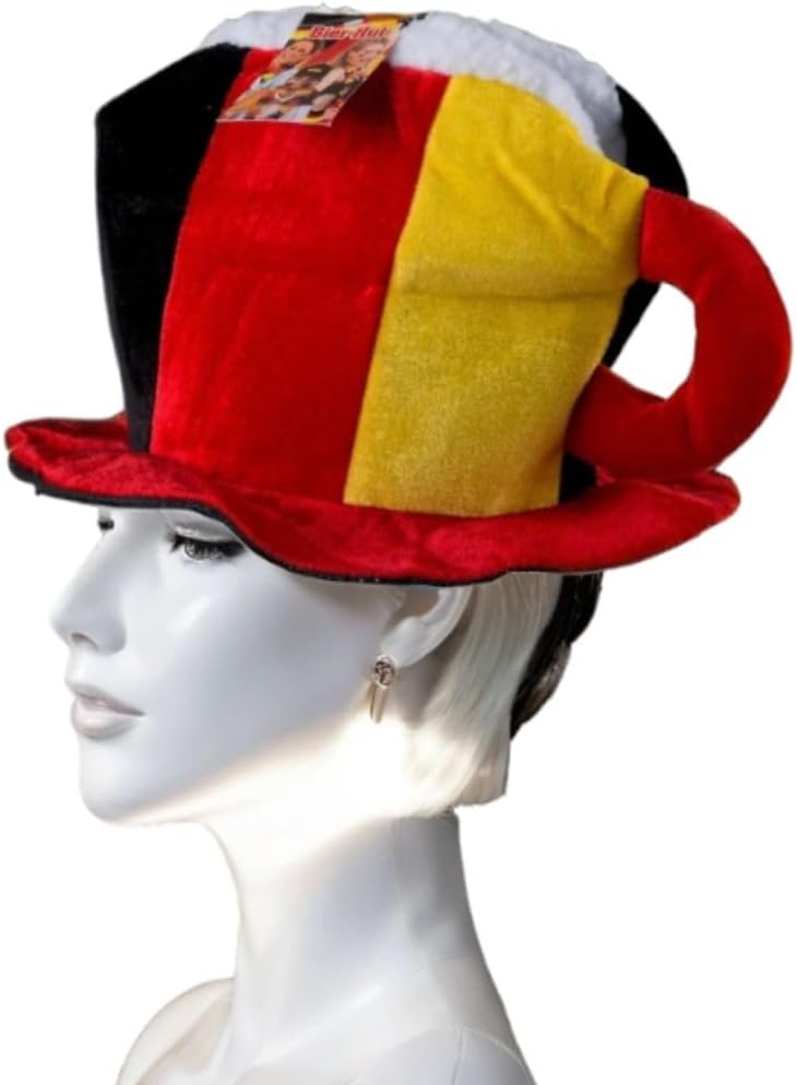 JUNG Bier Hut Deutschland EM 2024 Fanartikel, Lustiger Bierflasche Hut in Schwarz-Rot-Gold für Fußballfans, Verstellbarer Fanartikel für EM 2024, Origineller Bierflasche Hut für Partys & Events