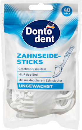 Dontodent Zahnseidesticks ungewachst mit Etui, 40 St