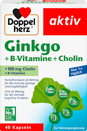 Doppelherz Ginkgo + B-Vitamine + Cholin Kapseln 40 St, 22,4 g