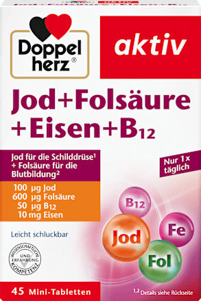 Doppelherz Jod + Folsäure + Eisen Tabletten 45 St., 20,4 g