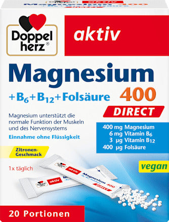Doppelherz Magnesium 400 + Vitamine B6 + B12 + Folsäuret 20 St., 24 g
