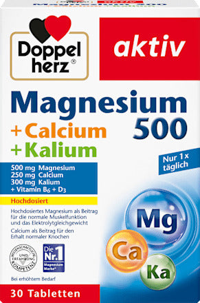 Doppelherz Magnesium 500 + Calcium + Kalium Tabletten 30 St, 69,6 g