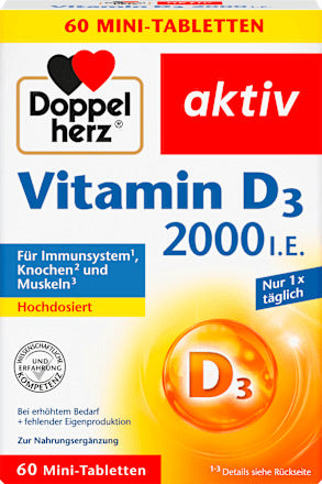 Doppelherz Vitamin D3 2000 I.E. Mini Tabletten 60 St, 24,9 g