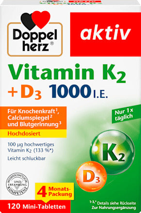 Doppelherz Vitamin K2 + D3 1000 I.E. Tabletten 120 St, 52,4 g