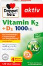 Doppelherz Vitamin K2 + D3 1000 I.E. Tabletten 120 St, 52,4 g