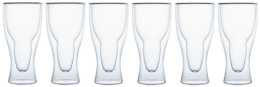 Klasique Doppelwandige Biergläser 400ml, 6er Set, Hohe Gläser Bierglas Schwebeeffekt