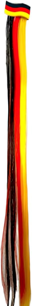 JUNG Extensions Haarverlängerung Deutschland Strähne Fußball EM 2024, Schwarz-Rot-Gold Fan-Haarsträhne, Clip-on oder elastische Extensions für Damen und Herren, Europameisterschaft 2024 Fanartikel