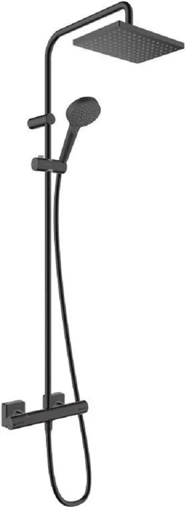 Hansgrohe VERNIS Shape 230 1jet Duschsystem mit Thermostat und Handbrause – Wassersparende Regendusche mit Sicherheitsfunktion und QuickClean, EcoSmart Technologie, Chrom