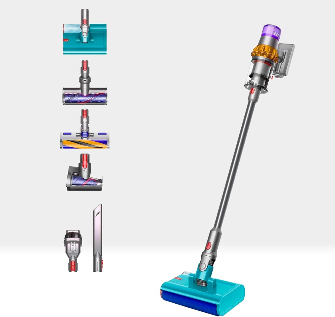 Dyson V15s Detect Submarine™ Nass- und Trockensauger mit Laser-Technologie, Hochleistungs-Saugkraft, Tierhaarentfernung, Hartboden-Wischsystem und HEPA-Filtration für hygienische Tiefenreinigung