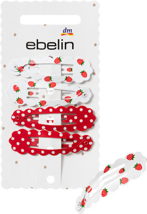 ebelin Haarclips gewellt, Erdbeere, 4 St