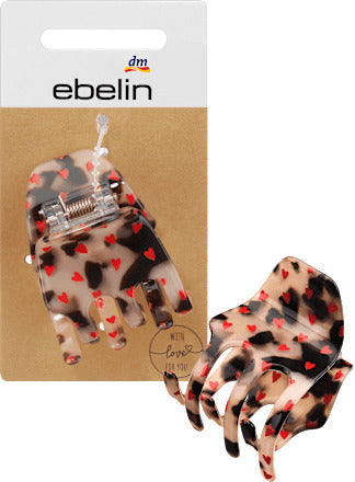 ebelin Haarklammer mit Herzchenprint, 1 St