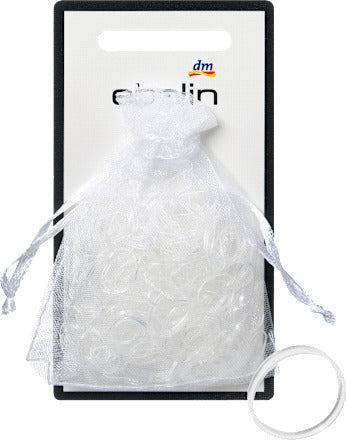 ebelin Mini-Haargummis in Organza-Säckchen, transparent, 250 St