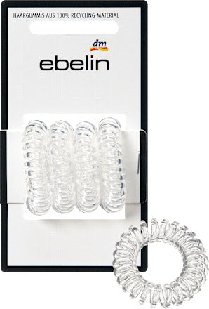 ebelin Spiralhaargummis midi, transparent, 4 St