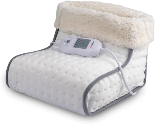 JUNG ALPINA Fußwärmer elektrisch – Fußheizung mit 3 Temperaturstufen, 100W Wärmeleistung, Fleece-Innenfutter, Abschaltautomatik, Fußsack für Damen & Herren bis Größe 46, waschbar & sicher