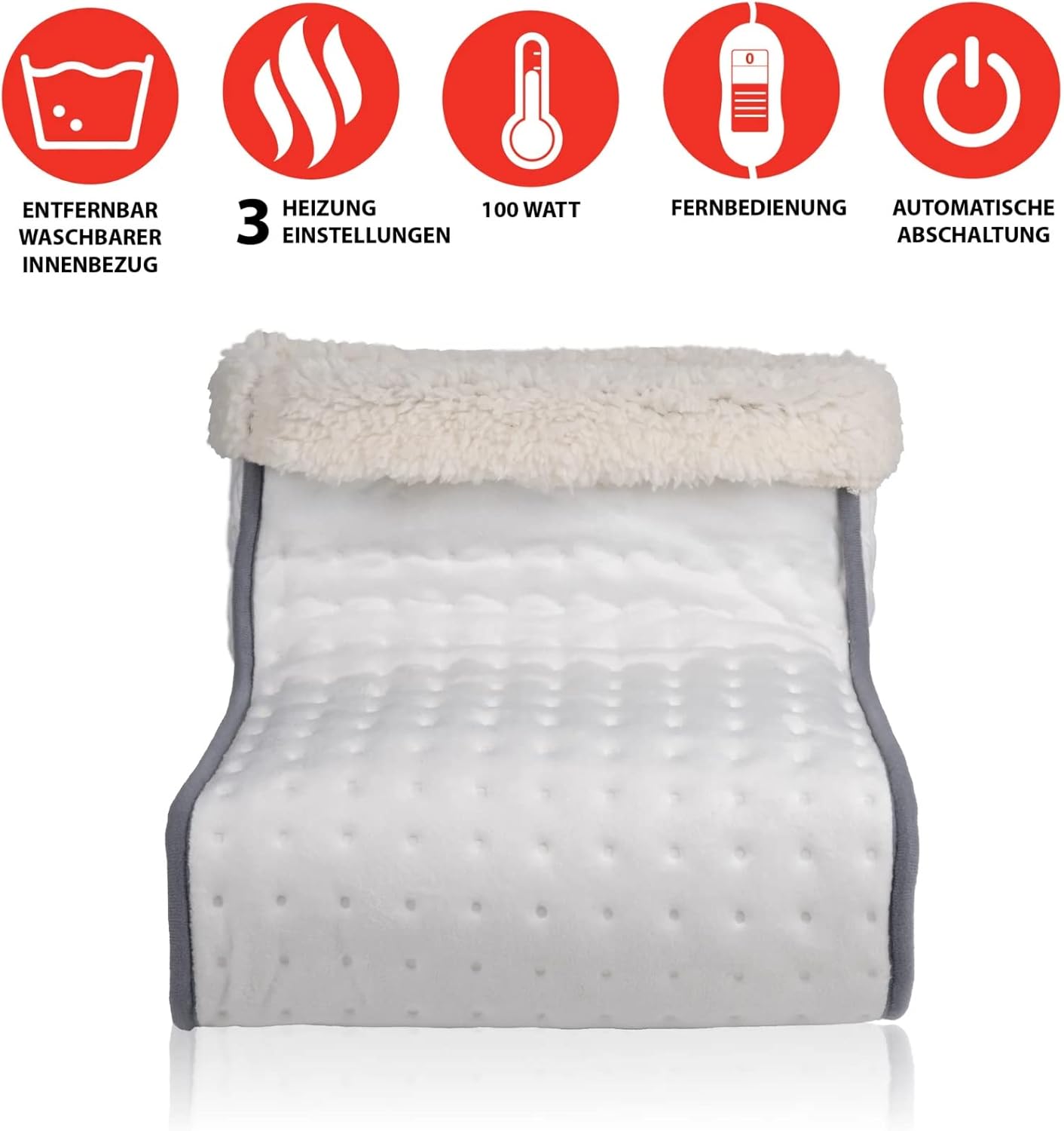 JUNG ALPINA Fußwärmer elektrisch – Fußheizung mit 3 Temperaturstufen, 100W Wärmeleistung, Fleece-Innenfutter, Abschaltautomatik, Fußsack für Damen & Herren bis Größe 46, waschbar & sicher