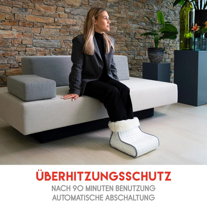 JUNG ALPINA Fußwärmer elektrisch – Fußheizung mit 3 Temperaturstufen, 100W Wärmeleistung, Fleece-Innenfutter, Abschaltautomatik, Fußsack für Damen & Herren bis Größe 46, waschbar & sicher