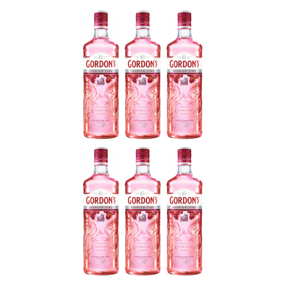 Gordon’s Premium Pink Distilled Gin 6er 0,7l Alkohol Set – Fruchtiger Pink Gin mit 37,5% Vol. - Roséfarbener London Gin mit Himbeer-, Erdbeer- und Johannisbeeraromen im praktischen 3er Flaschenpack - Alcohol