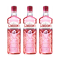 Gordon’s Premium Pink Distilled Gin 3er 0,7l Alkohol Set – Fruchtiger Pink Gin mit 37,5% Vol. - Roséfarbener London Gin mit Himbeer-, Erdbeer- und Johannisbeeraromen im praktischen 3er Flaschenpack - Alcohol