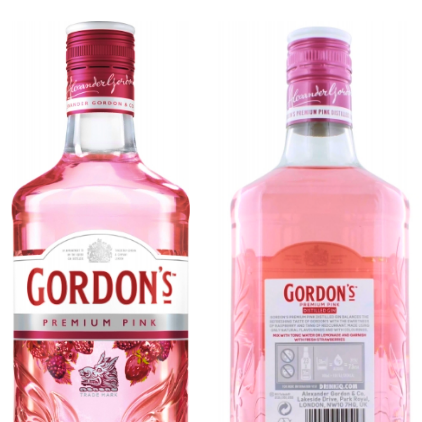 Gordon’s Premium Pink Distilled Gin 3er 0,7l Alkohol Set – Fruchtiger Pink Gin mit 37,5% Vol. - Roséfarbener London Gin mit Himbeer-, Erdbeer- und Johannisbeeraromen im praktischen 3er Flaschenpack - Alcohol