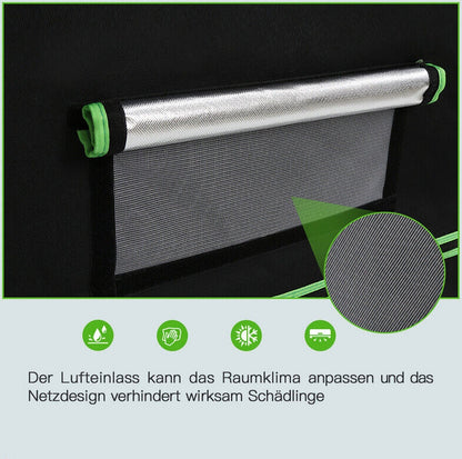 JUNG Growzelt 120x120x200 cm - Indoor Growbox für Pflanzenzucht, Reflektierende Mylar-Wände, Robuste Konstruktion, Wasserdicht, Einfacher Aufbau ohne Werkzeug, Ideal für Hydroponischen Anbau, Sichtfenster