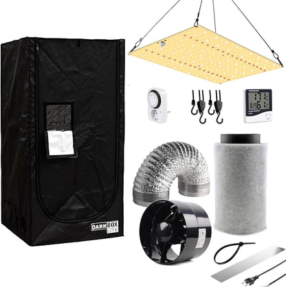 JUNG NiceGrow Starter Growset 80x80x160 cm mit dimmbarer LED, Samsung LM281B+, Vollspektrum, IR & UV, für Einsteiger, Wuchs- und Blüte-Licht, 120W, Passiv gekühlt, Komplettset für Pflanzenanbau