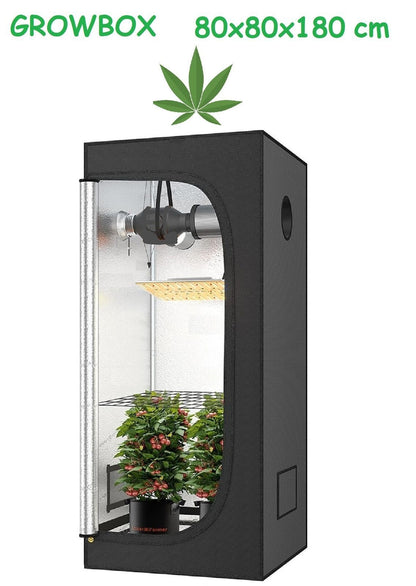 JUNG Growbox 80x80x180cm, Indoor Grow Zelt mit Reflektierender Mylar-Beschichtung, Wasserdicht, Robuste Struktur für Hydroponischen Anbau, Platzsparend & Kompakt für Cannabis und Pflanzen Anbau