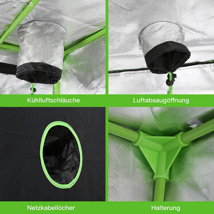 JUNG GrowUP2 Komplettset – 200W LED Vollspektrum Grow Lampe, 100x100x200 cm Growbox, Lüfter & Kohlefilter, Pflanzennetz, Hygrometer, Zeitschaltuhr – Kompakte Anbau Lösung für den Hausgebrauch