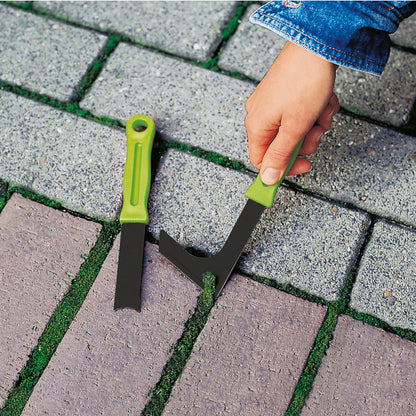 Kinzo 2-teiliges Unkrautkratzer Set, Fugenmesser & Mooskratzer aus Edelstahl, ergonomischer Griff, ideal für Gartenpflege, Moos- und Unkrautentfernung in Fugen und auf Gehwegen
