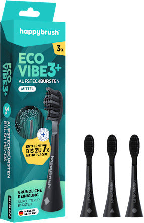 happybrush Aufsteckbürsten Eco Vibe 3+ schwarz, 3 St